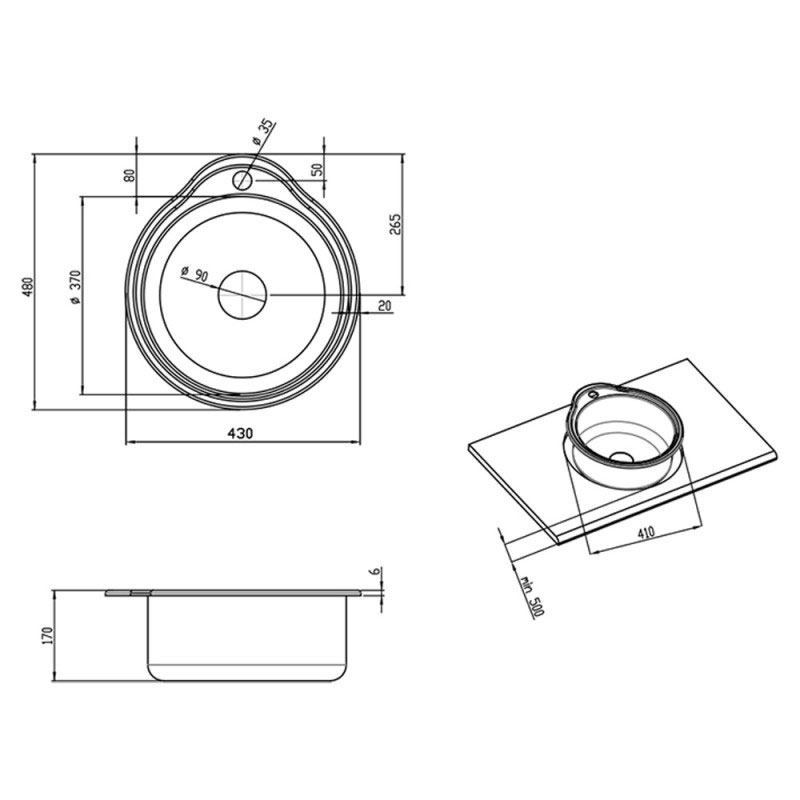 Мийка кухонна Imperial 4843 0.6 мм Micro Decor