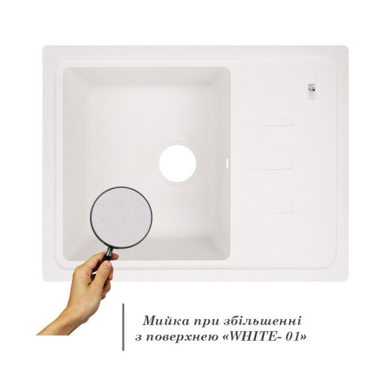 Кухонна мийка гранітна Lidz 620x435/200 WHI-01