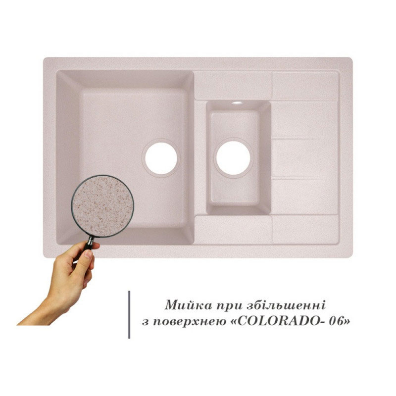 Кухонна мийка гранітна подвійна Lidz 780x495/200 COL-06