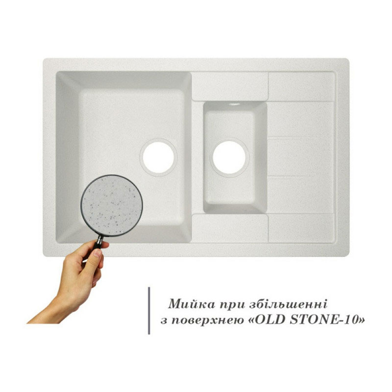 Кухонна мийка гранітна подвійна Lidz 780x495/200 WHI-01
