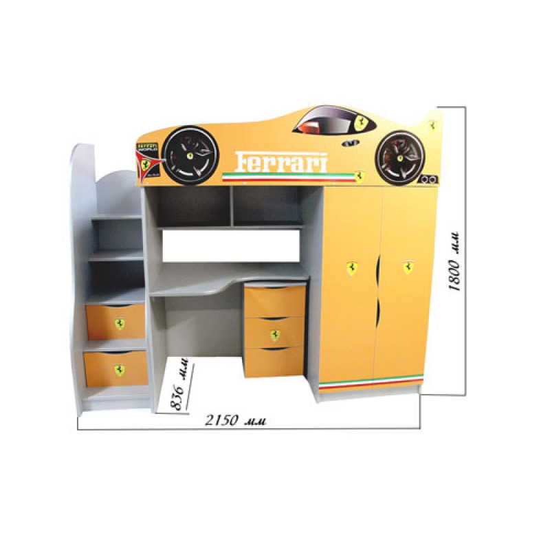 Детская кровать комната Bed Room №1 серия "Форсаж"+комод 3 (сп.м 1700*800)