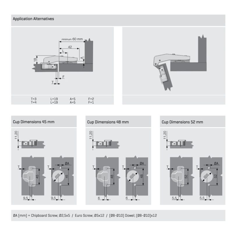 Петля 90° Samet PUSH OPEN STAR 9MM 45AX NI без пружини