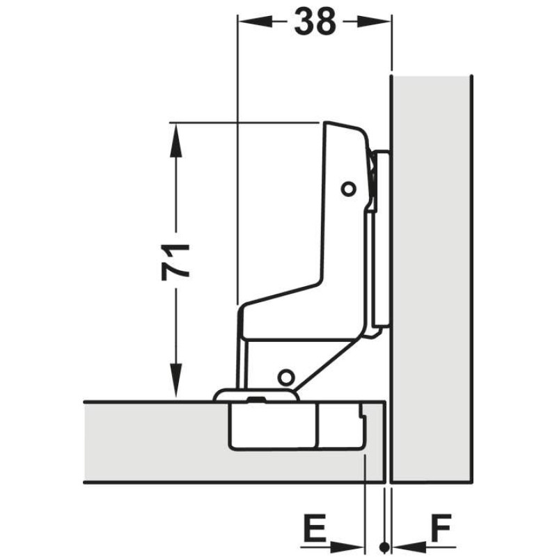 Петля внутрішня Hafele Metalla 540 SM 110° 45/9.5 сталь чорна без пружини