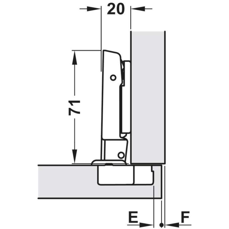 Петля накладна Hafele Metalla 540 SM 110° 45/9.5 сталь нікельована без пружини