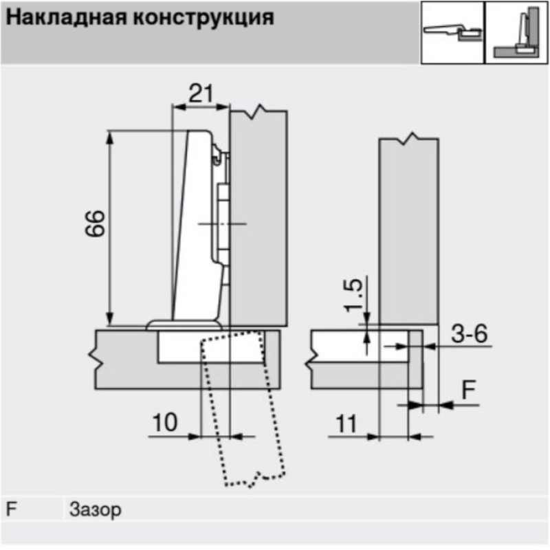 CLIP top стандартна петля 107°, накладна, чашка петлі: на шурупи, Нікеліров.