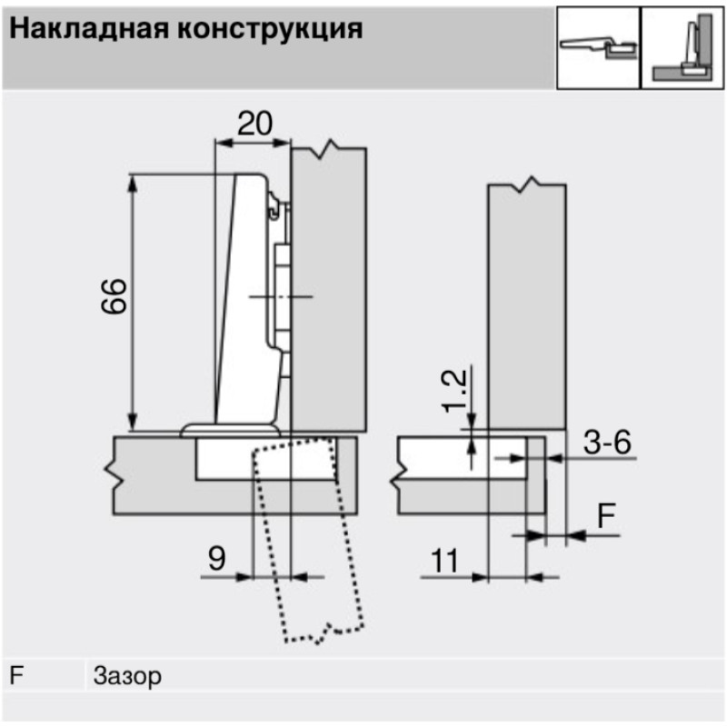 CLIP стандартна петля 100°, накладна, без пружини, чашка петлі: на шурупи, Нікелірів.