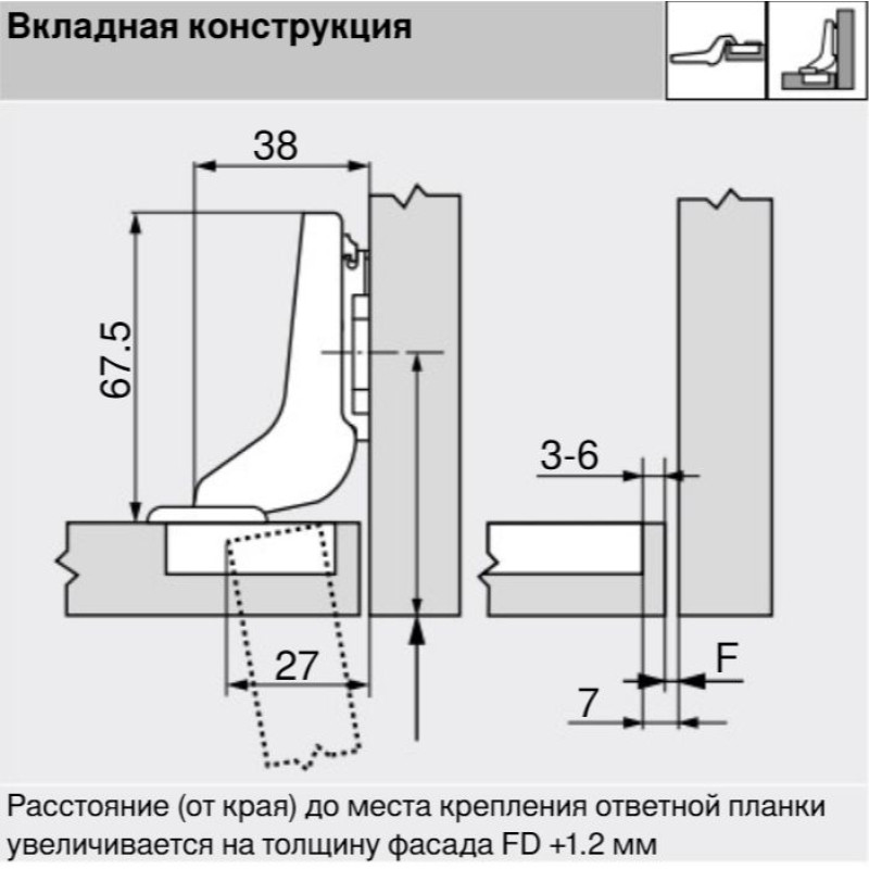 CLIP стандартна петля 100°, вкладна, чашка петлі: на шурупи, Нікеліров.