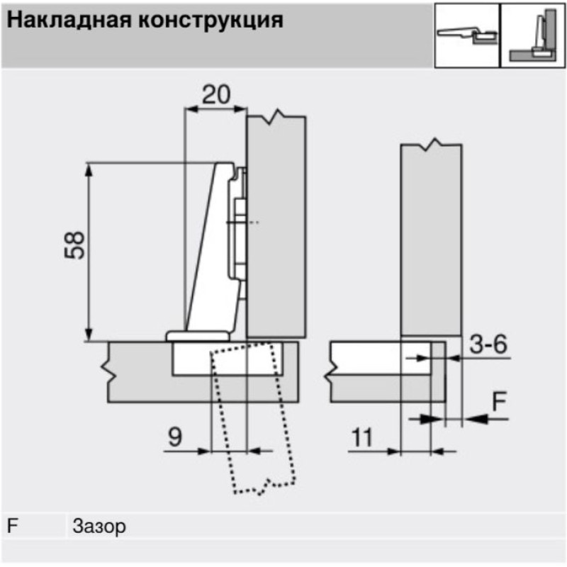 MODUL стандартна петля 100°, накладна, чашка петлі: на шурупи, Нікеліров.