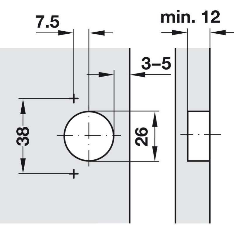 Завіса Кутова 45 ° Metalla Mini Hafele