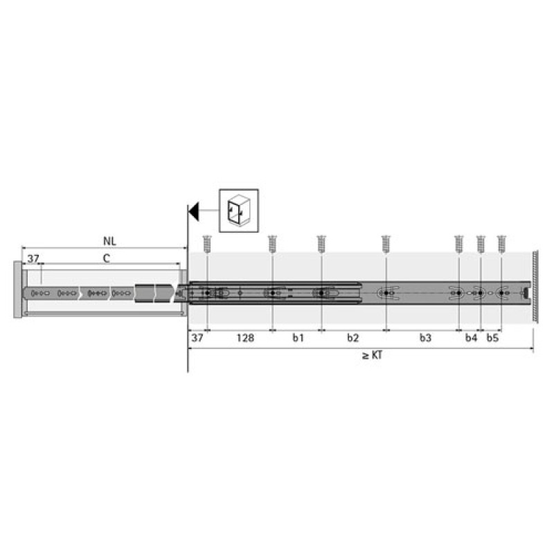 Телескопическая направляющая KA 5332 Hettich