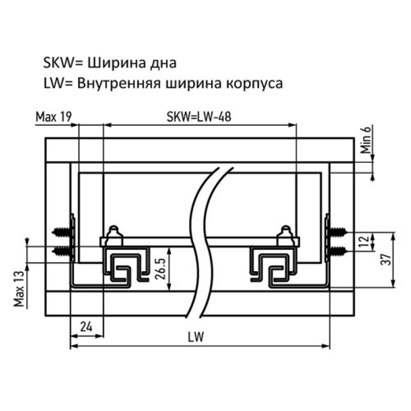 Направляющая скрытого монтажа с доводчиком SC ДСП 18 мм Muller profi line
