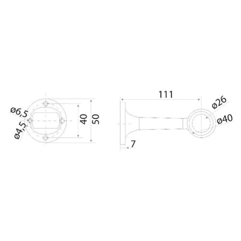 Крепление R-50/A (Держатель трубы торцевой усиленный) Хром 