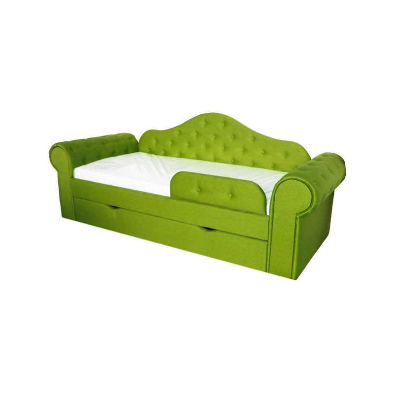 Детская кровать Melani 2250x900 ящик + бортик ткань рогожка