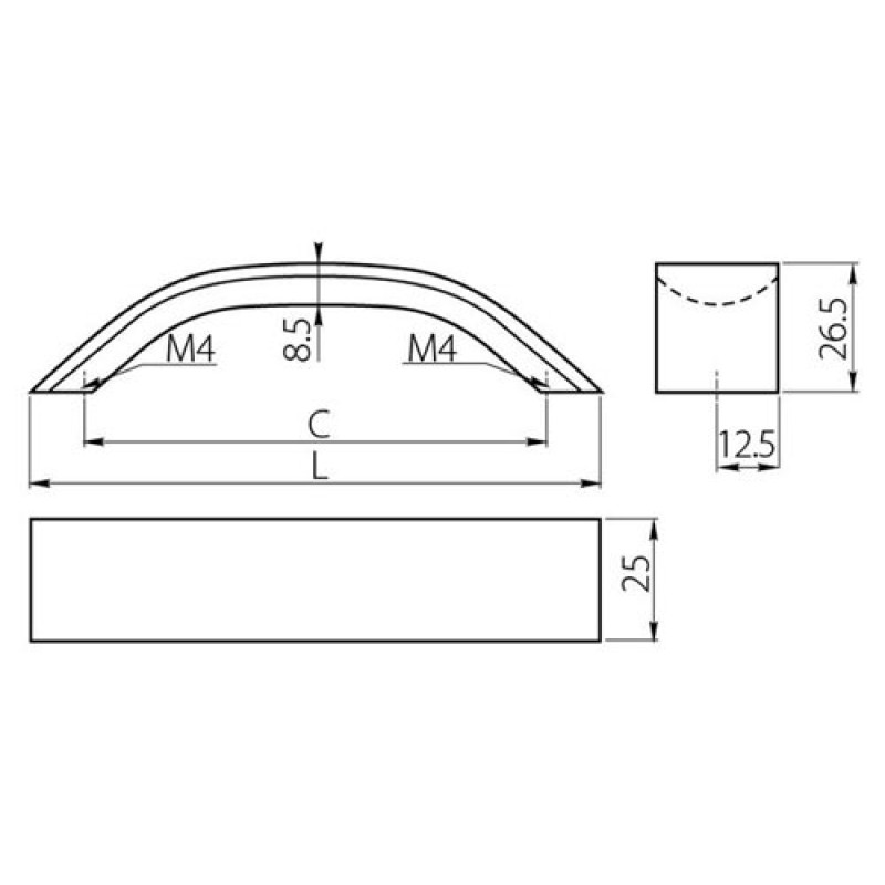 Ручка мебельная WPY337-096 AL (UA-337/96)